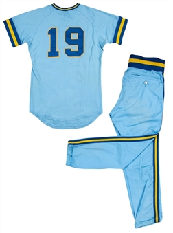 1984 Robin Yount Game Used Milwaukee Brewers Powder Blue Uniform - Jersey and Pants